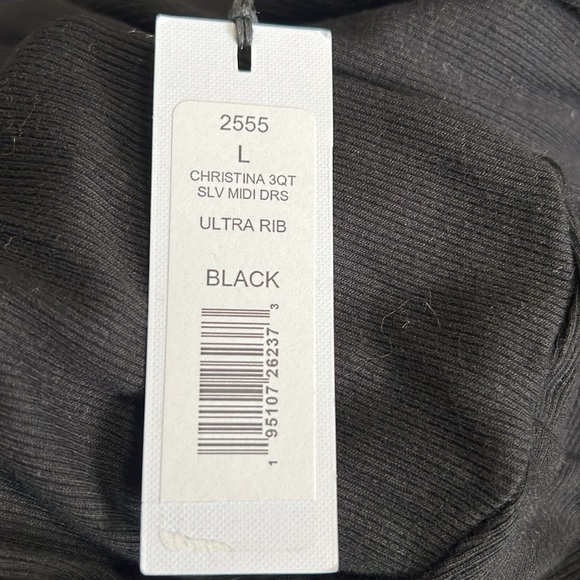 Michael Stars Christina Ribbed Knit Mid Length Sleeve Midi Dress Black Size M - Picture 10 of 11